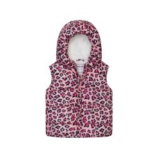 12GILET 17J: Pink Leopard Aop Puffa Gilet (3-8 Years)